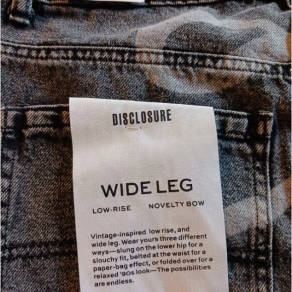 NEW Disclosure Wide Leg Low Rise Jeans 11/30 Tag Waist 32"x32 Black Novelty Bow - Picture 10 of 11